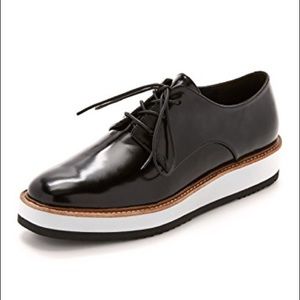 NIB Vince Black Leather Reed Platform Oxfords